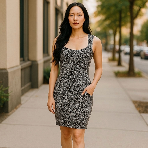 Cache black white sz 6 sheath dress new with tags cut out back - Picture 1 of 7